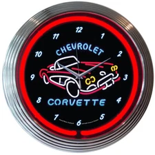 Neon Clock - Corvette C1 15"  8CORV1 * Chevy Vette * Ships FREE to 48-State USA!