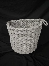 Project 62 Coiled Rope Fishtail Weave Basket with Faux Leather Accent - Large