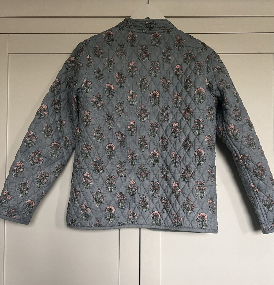 dilli grey quilted jacket blue floral UK 8 eBay