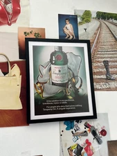 Vintage Tanqueray Advertisement Framed Art Ad Home Decor Alcohol Memorabilia