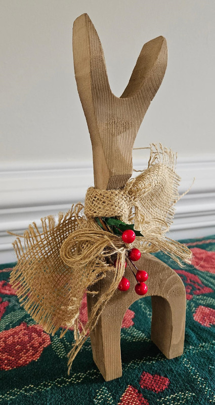 Handcrafted Christmas Pine Wood Reindeer by NC Folk Artist Jimmy Covington