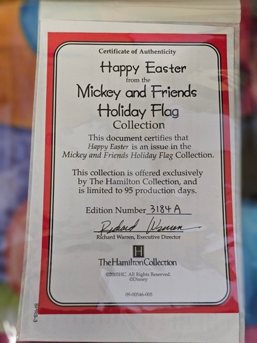 Happy Easter Mickey & Friends Holiday Flag Hamilton Collection #0115 - Picture 2 of 2
