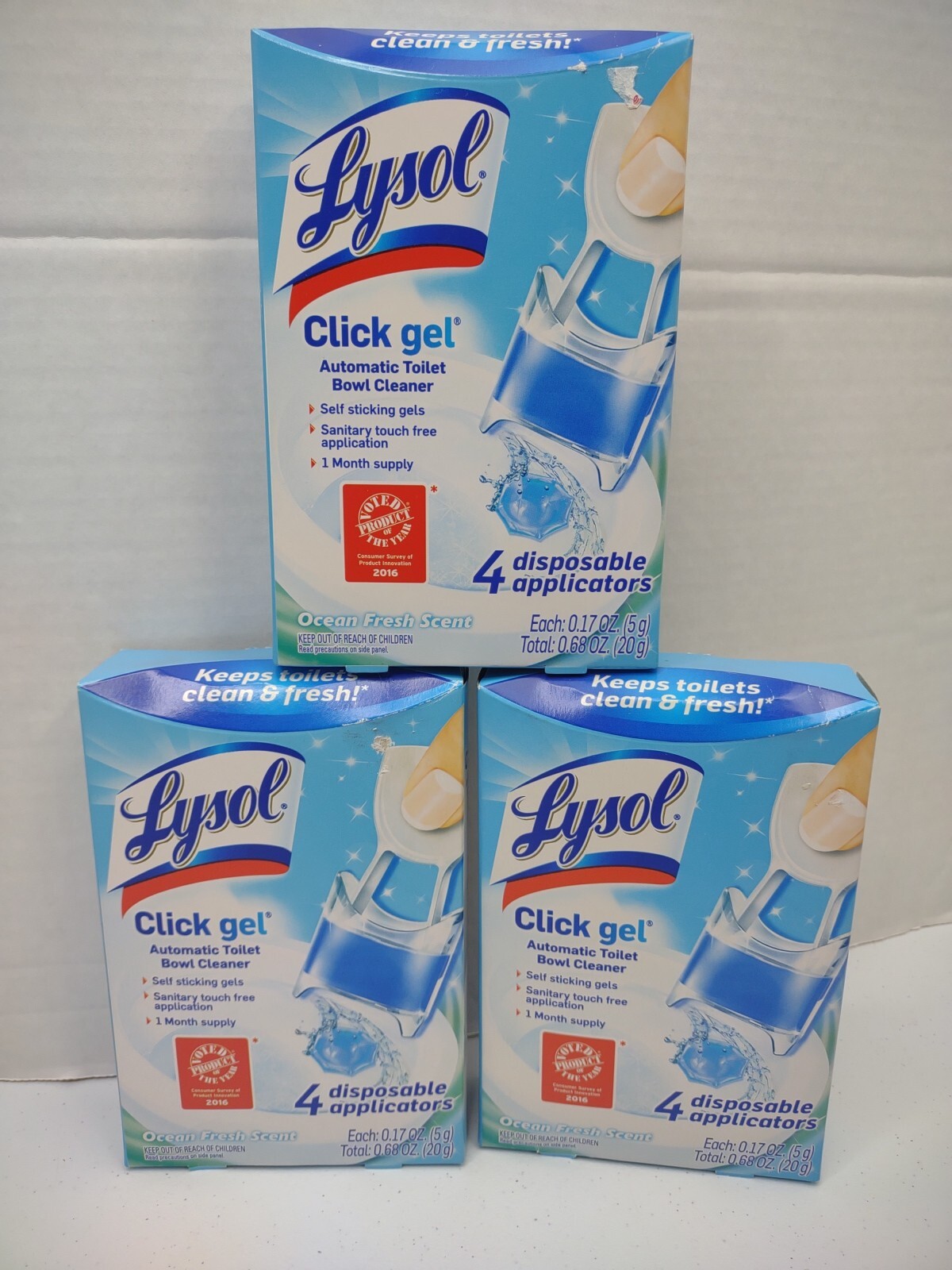 Lysol Click Gel Automatic Toilet Bowl Cleaner Ocean Fresh Scent 4 Count