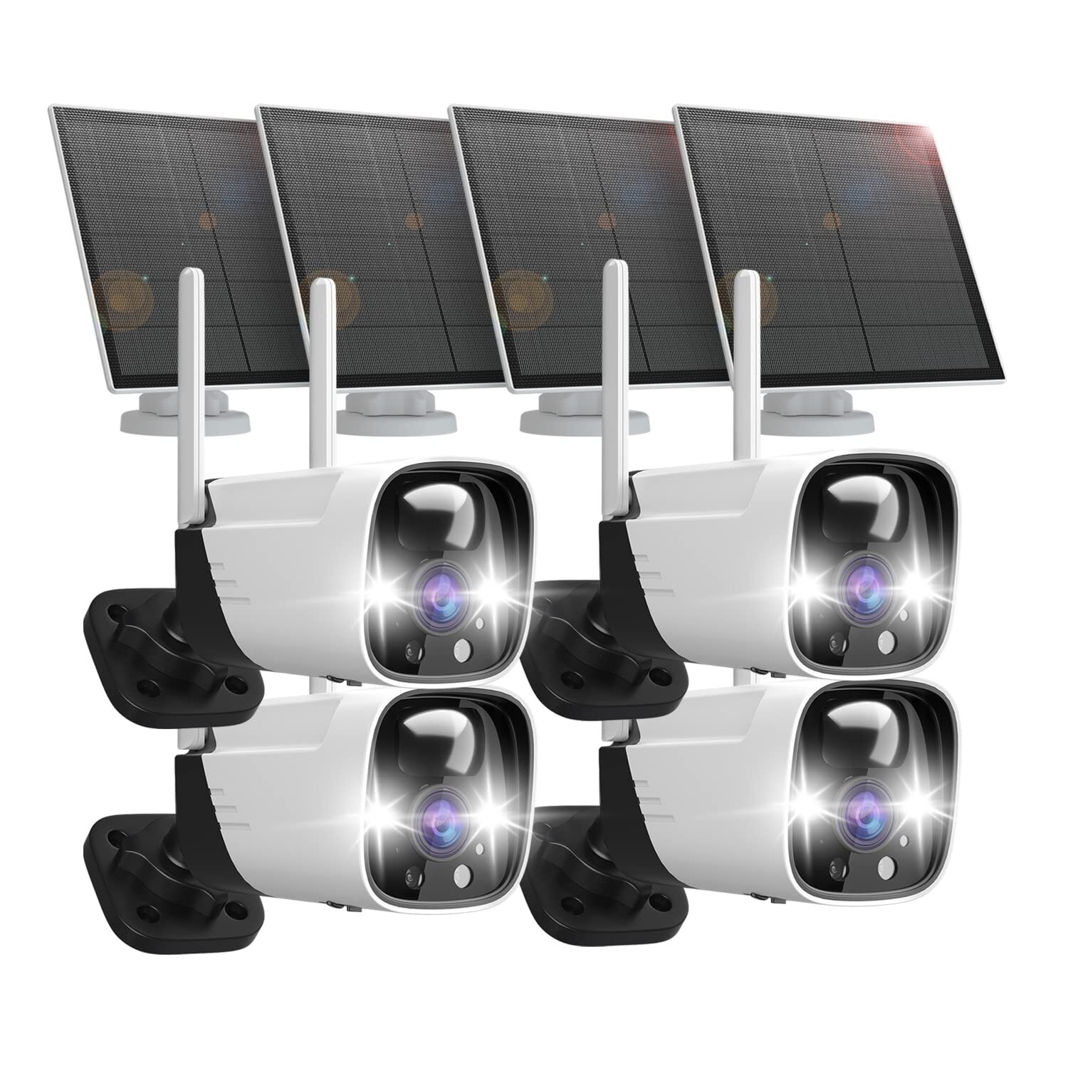 4 Pack Security Cameras Wireless Outdoor Solar Powered with AI Detection, 2K ...