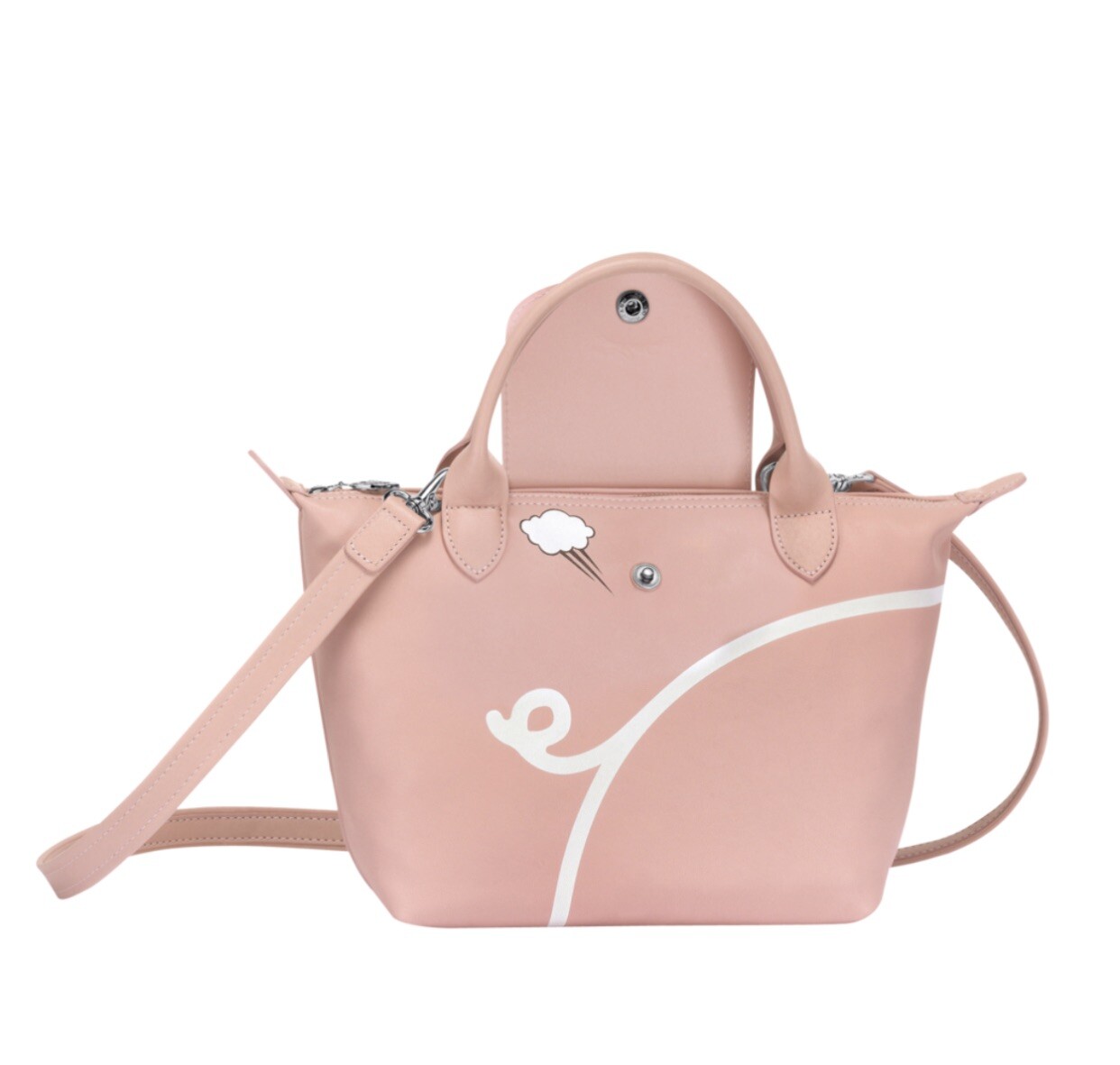 Longchamp X Mr. Bags Le Pliage TOP HANDLES Pig Bag Pink 2019 NEW Limited Edition image 2