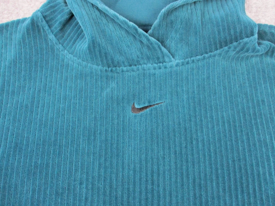 Sudadera con Capucha Nike Mujer Extra Pequeña Azul Centro Swoosh Pana Terciopelo Sudadera Foto 3 de 4