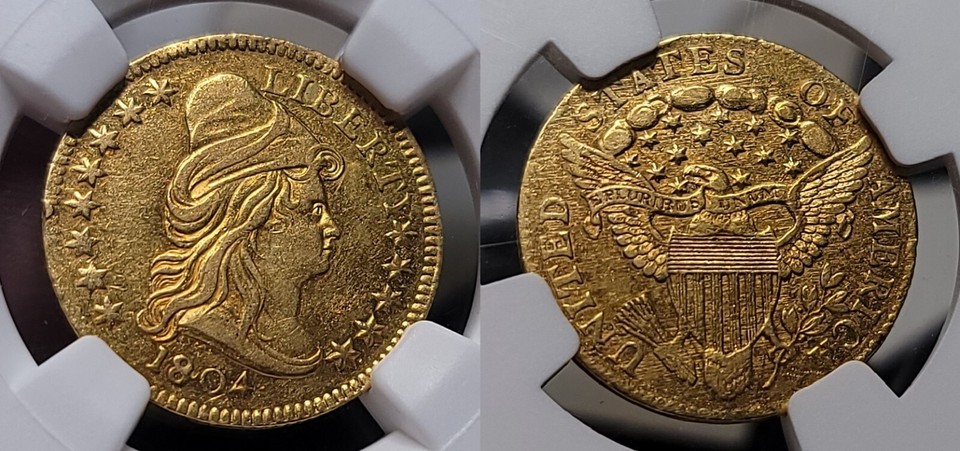 1804 $2.50 BD-2, 14 Star Reverse AU55 NGC