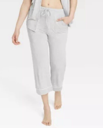 Auden Women's Heather Gray Cloud Knit Carpi Cropped PJ Lounge Pants Sz M NWT