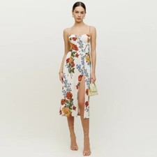 Reformation Women Floral Holiday Dress with Split Halter