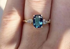 Teal Sapphire Ring-Silver Ring-Mother's Day gift- birthday gift For Her