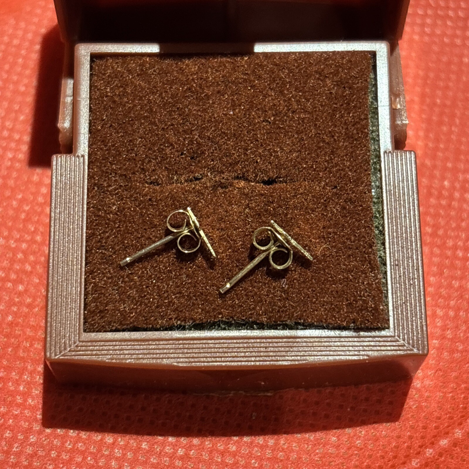 14K Solid Gold Plain Mini Cross Stud Earring - image 2