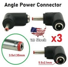 3x DC Power Connector 90 Degree Right Angle 5.5x2.1mm Female to 3.5x1.35mm Male