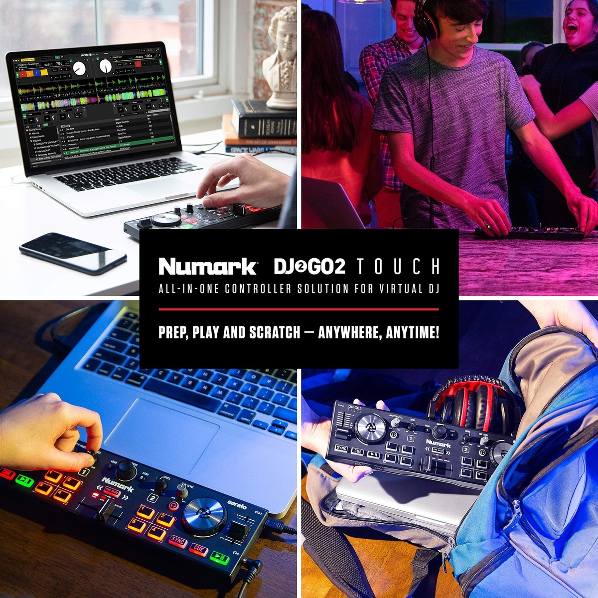 その他 Numark DJ2GO2touch Numark DJ2GO2 Touch – Compact 2 Deck USB DJ Controller For