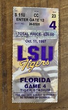 1997 LSU Tigers vs Florida Gators Football Ticket Stub - LSU upsets #1 Florida!