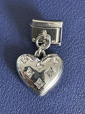 Funkelndes diamantbesetztes Edelsteinset Liebe Herz Hänger Charm Link für ein Nomination Armband