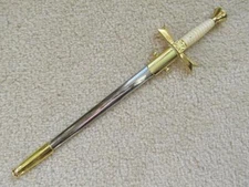 S0054 MINIATURE GOLD MASONIC SABLE FORNITURA KNOB LETTER OPENER SWORD /STAND 12"
