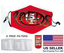 San Francisco 49ers Face Mask Adjustable with 2 Filters Washable Unisex Adult