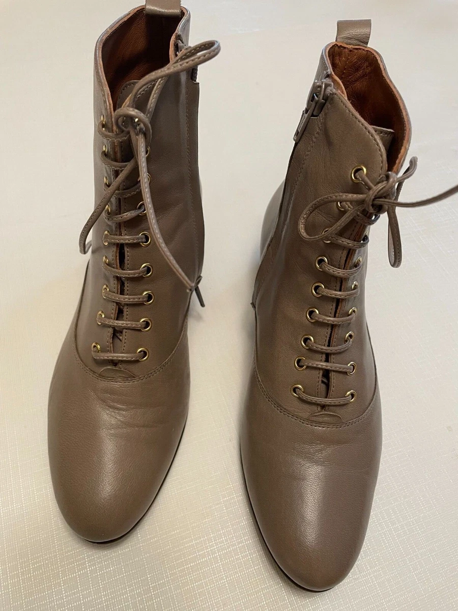 Bottines Heyraud En Cuir Noir Fripé Avec Rubans - Taille 40 - Occasion TTBE