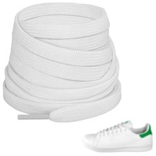 Polyester Shoelaces for Stan Smith Sneakers, Durable Athletic 54"/140cm White01