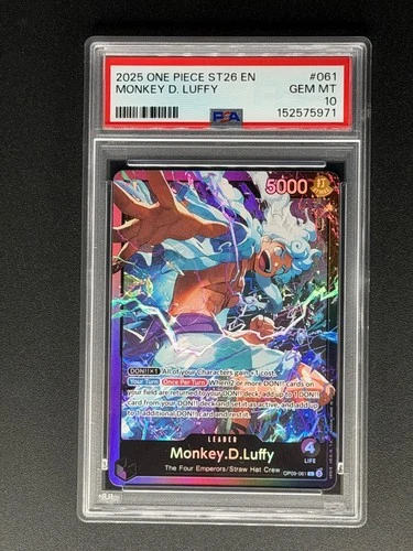 2025 One Piece TCG Monkey.D.Luffy ST26 OP09-061 Leader FOIL PSA 10