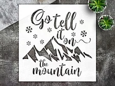 "Beautiful Go Tell It on The Mountain Stencil with Snow for Crafting Projects…