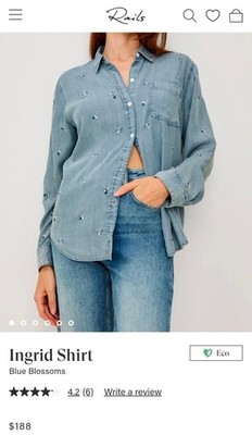 Rails Ingrid shirt Blue Blossoms Small women's top