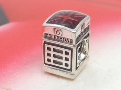 Echt Pandora Silber London Anruf Telefonzelle Reise Bead mit roter Emaille