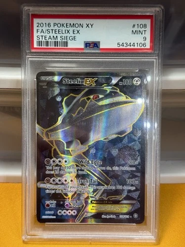 Pokémon TCG Steelix EX Full Art Ultra Rare Holo XY Steam Siege #108 PSA 9 MINT