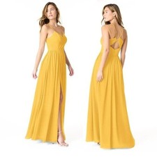 Women's Chiffon  Party ‎Maxi Dress Azazie Cora Formal Bridesmaid Marigold Size 6