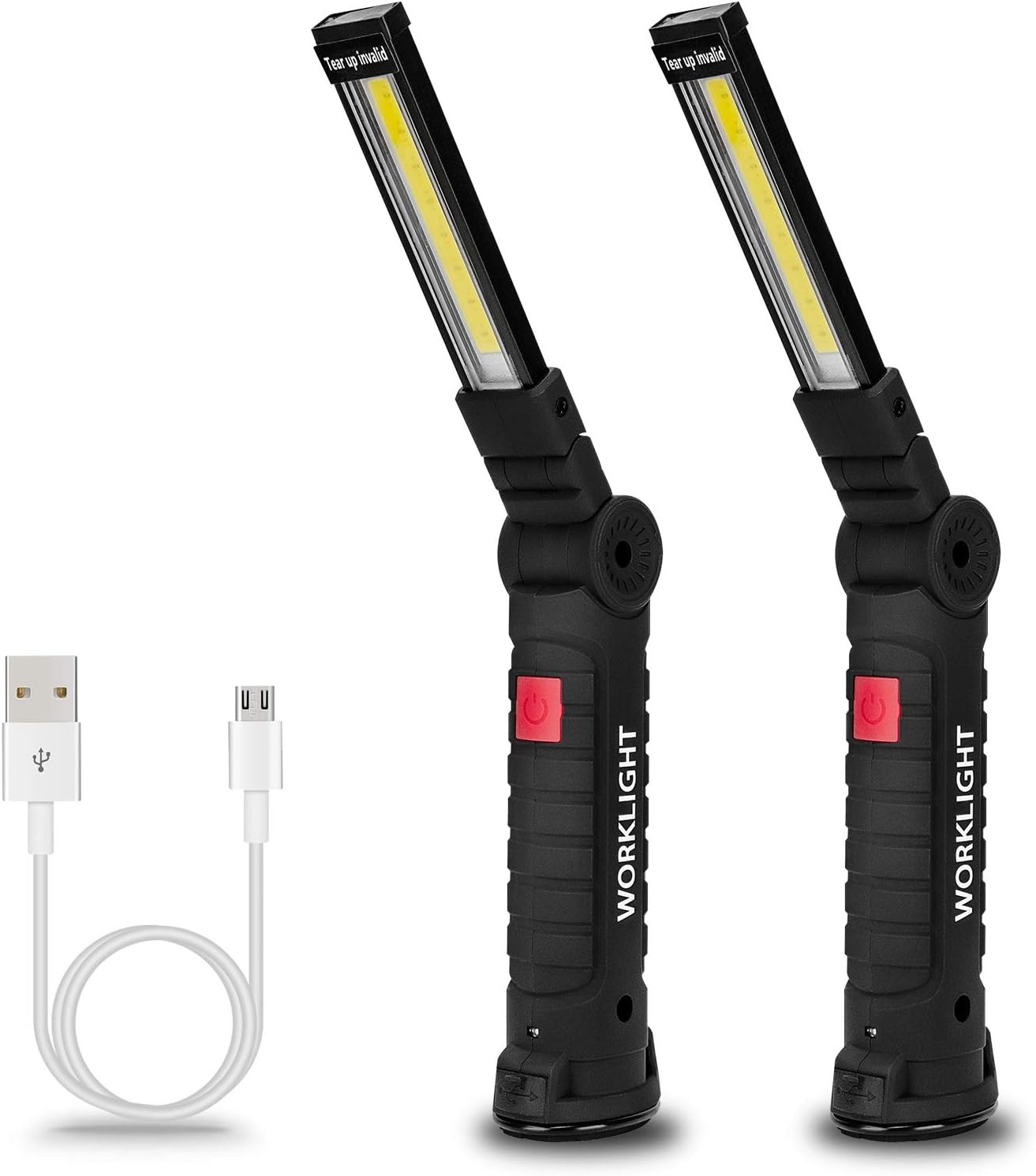 2x Rechargeable LED COB Work Light Mechanic Flashlight Lamp Magnetic Base Bright