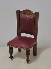 Antique Leather Dollhouse Chair Furniture Dining Parlor Miniature German