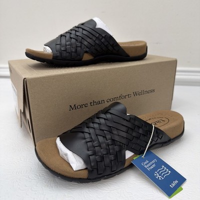 Taos Guru Sandal in Black leather Slip On NIB Huarache, Earthy Size 7 New