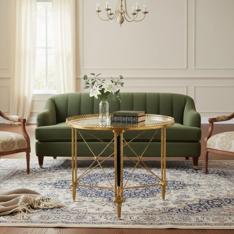 Mesa auxiliar francesa de bronce dorado Gueridon, manera de Maison Jansen aprox. Años 30 Foto 2 de 4