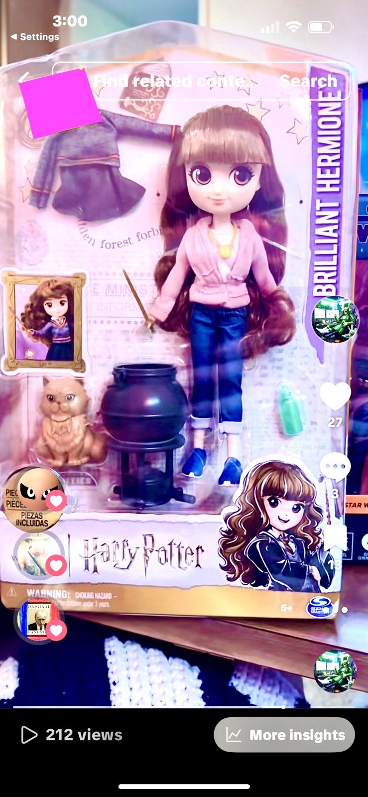 Harry Potter Wizarding World Lot of 3 Dolls Harry Hermione Granger Ron Weasley