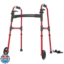 Loyoda Folding Walkers for Seniors, Walker with Skis Lightweight 5'' Front Wh