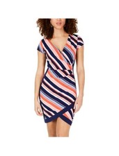 CRAVE FAME Womens Navy Striped Sleeveless Short Body Con Dress Size: XS