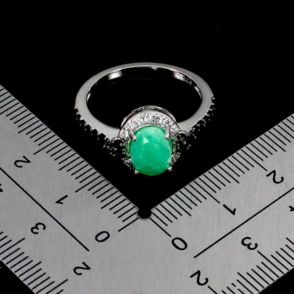 925 Sterlingsilber Ring Oval Smaragd 8x6mm Spinell Größe 8 No USA Einfuhr Fees - Bild 3 von 4