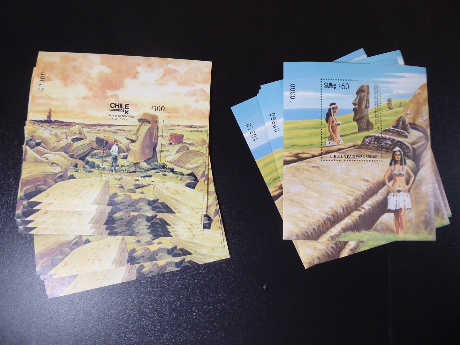 Chile 1986, 10 x each Block "Easter Island", **/MNH, Bl.2/3, ME 320,-