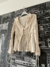 Hippie Ibiza Style Bluse Rüschen Blusen Jacke Beige Gr.34 36