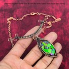 Copper Oval Fiesta Kingman Turquoise Stone Wire Wrapped Designer Chain Necklace