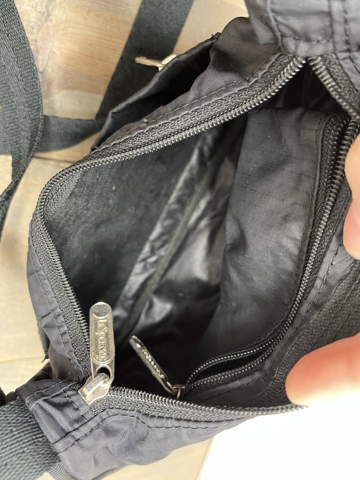 Lesportsac Solid Black Small Spectator Nylon  Cro… - image 4