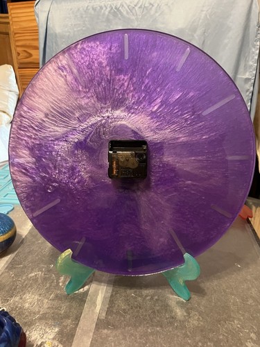 Big Purple Acrylic Clock Homemade - Picture 3 of 4