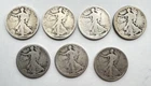 (Lot of 7) 1917-S Walking Liberty Half Dollar Reverse Mintmark 50c Silver Coin