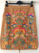 122 NWT Boden Embroidered Skirt 12 Tan 249