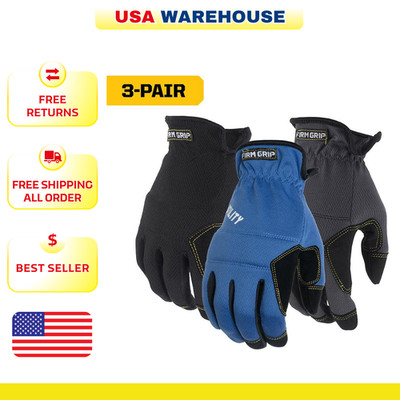 Firm Grip X-Large Utility Work Gloves 3 Pack Touchscreen Safety Grip Work