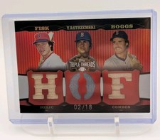 Topps Triple Threads HOF Relic Combos Fisk Yastrzemski Boggs /18 Red Sox