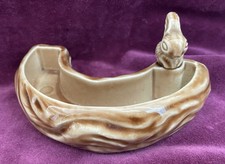 WADE Vintage 'Bunny on a Log'  Brown Ceramic Posy Vase / Trinket Dish 