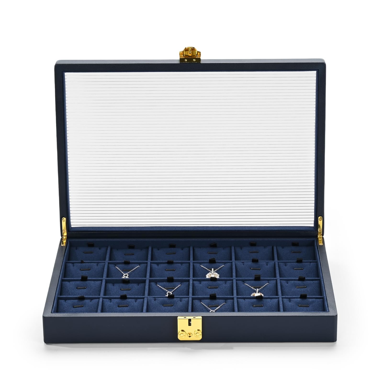 Oirlv Blue Leather Jewelry Organizer Jewelry Tray with Lid Jewelry Organizers...