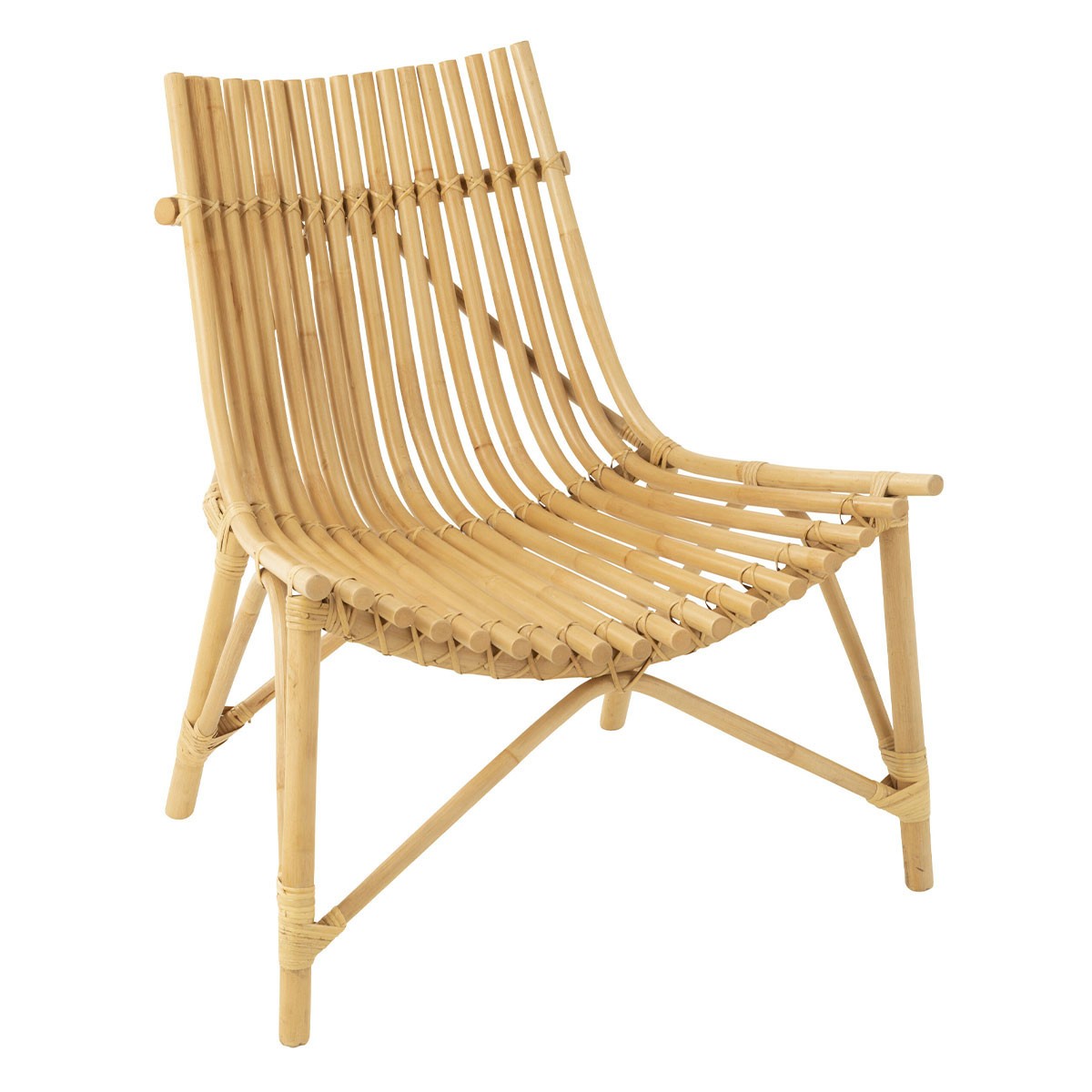 Fauteuil design en rotin Margery 84cm en fibre naturelle tressée à la main