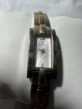 bulova tuning fork TANK , ladies,98T60, Switzerland, tiny watch, 14 x 24 mm case